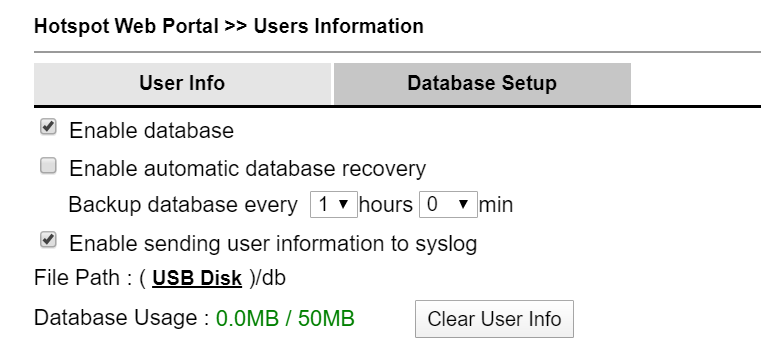 enable user database